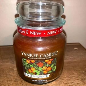 Yankee Candle Bay Leaf Wreath 14.5 oz Jar Classic Wide RARE HTF